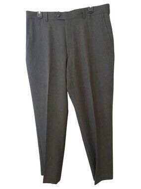 Stafford Mens 36x29 Gray Classic Fit Flat Front Dress Pants Trousers Preppy